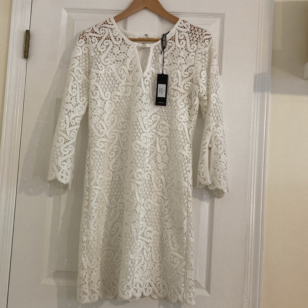 NWT Yoana Baraschi Celestial Garden Lace Tunic Dress in White Size 6 - Picture 4 of 9